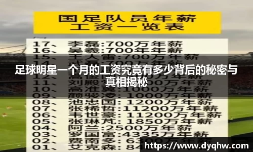 足球明星一个月的工资究竟有多少背后的秘密与真相揭秘